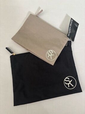 New! Sonia Kashuk 2 Piece Pouch Set Black & Tan